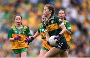 27 July 2025; Eimear Farrell, St Oliver Plunkett PS, Blackcastle, Meath, representing Kerry, during the GAA INTO Cumann na mBunscol Respect Exhibition Go Games at the GAA Football All-Ireland Senior Championship final match between Kerry and Donegal at Croke Park in Dublin. Photo by Ramsey Cardy/Sportsfile