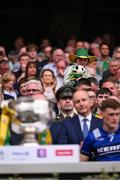 27 July 2025; A young Kerry supporter watches on as Kerry captain Gavin White prepares to lift the Sam Maguire cup after the GAA Football All-Ireland Senior Championship final match between Kerry and Donegal at Croke Park in Dublin. Photo by Ramsey Cardy/Sportsfile