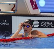 30 July 2025; Danielle Hill of Ireland reacts after the Women’s 50m Back stroke semi final during the World Aquatics Championships 2025 in Singapore. Photo by Ian MacNicol/Sportsfile