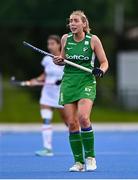 29 July 2025; Charlotte Beggs of Ireland during the women's hockey international match between Ireland and Spain at the Sport Ireland Campus in Dublin. Photo by Ben McShane/Sportsfile
