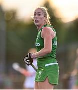 29 July 2025; Sarah Hawkshaw of Ireland during the women's hockey international match between Ireland and Spain at the Sport Ireland Campus in Dublin. Photo by Ben McShane/Sportsfile
