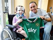 31 July 2025; Children’s Health Foundation (CHF) thanks Arsenal Player Katie McCabe for bringing smiles and Inspiration to Young Patients at Children’s Health Ireland Crumlin. Republic of Ireland captain and Arsenal star Katie McCabe made a heartwarming visit to Children’s Health Ireland (CHI) at Crumlin, meeting patient Nikki and creating unforgettable memories for young patients and their families. McCabe spent time meeting patients and sharing stories of resilience both on and off the pitch. Children's Health Foundation supports the vital work of CHI hospitals and urgent care centres by funding life-saving equipment, ground-breaking research, and patient and family support services. A visit from a high-profile figure like McCabe shines a national spotlight on the importance of continued support for paediatric healthcare. McCabe’s visit highlights the powerful impact athletes can have when they connect with meaningful causes. Children’s Health Foundation thanks Katie for her continued passion and advocacy for children’s health and wellbeing. To find out more about Children’s Health Foundation or to donate log onto to  https://www.childrenshealth.ie/donate/ Photo by Stephen McCarthy/Sportsfile