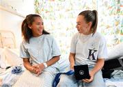 31 July 2025; Children’s Health Foundation (CHF) thanks Arsenal Player Katie McCabe for bringing smiles and Inspiration to Young Patients at Children’s Health Ireland Crumlin. Republic of Ireland captain and Arsenal star Katie McCabe made a heartwarming visit to Children’s Health Ireland (CHI) at Crumlin, meeting patient Meddinah and creating unforgettable memories for young patients and their families. McCabe spent time meeting patients and sharing stories of resilience both on and off the pitch. Children's Health Foundation supports the vital work of CHI hospitals and urgent care centres by funding life-saving equipment, ground-breaking research, and patient and family support services. A visit from a high-profile figure like McCabe shines a national spotlight on the importance of continued support for paediatric healthcare. McCabe’s visit highlights the powerful impact athletes can have when they connect with meaningful causes. Children’s Health Foundation thanks Katie for her continued passion and advocacy for children’s health and wellbeing. To find out more about Children’s Health Foundation or to donate log onto to https://www.childrenshealth.ie/donate/ Photo by Stephen McCarthy/Sportsfile