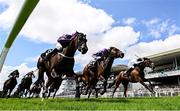 31 July 2025; Tropical Island, centre, with Luke McAteer up, on their way to winning the Arthur Guinness Irish EBF Corrib Fillies Stakes, from eventual second place Princess Child, far right, with Declan McDonogh up, and third place Easy Mover, second from right, with Gavin Ryan up, during day four of the Galway Races Summer Festival at Ballybrit Racecourse in Galway. Photo by Seb Daly/Sportsfile