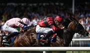 31 July 2025; Which Wolf Wins, right, with Dylan Browne McMonagle up, on their way to winning the Guinness Irish EBF Nursery Handicap during day four of the Galway Races Summer Festival at Ballybrit Racecourse in Galway. Photo by Seb Daly/Sportsfile