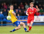 19 July 2025; Cillian Ryan of Shelbourne in action against Cian McNamara of Fairview Rangers during the Sports Direct Men’s FAI Cup second round match between Fairview Rangers and Shelbourne at Singland Park in Limerick. Photo by Stephen McCarthy/Sportsfile