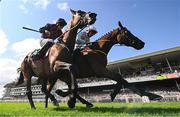 31 July 2025; Ndaawi, left, with Jack Kennedy up, crosses the line to win the Guinness Galway Hurdle Handicap, from second place Helvic Dream, with Donagh Meyler, following a steward's enquiry, during day four of the Galway Races Summer Festival at Ballybrit Racecourse in Galway. Photo by Seb Daly/Sportsfile