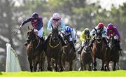31 July 2025; Ndaawi, left, with Jack Kennedy up, on their way to winning the Guinness Galway Hurdle Handicap, from eventual secon place Helvic Dream, with Donagh Meyler up, following a steward's enquiry, during day four of the Galway Races Summer Festival at Ballybrit Racecourse in Galway. Photo by Seb Daly/Sportsfile