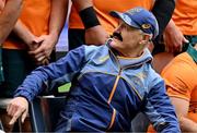 1 August 2025; Head coach Joe Schmidt wearing a fake moustache in honour of the last international match for Nic White as they pose for a team photograph before the Australia rugby squad captain's run at Accor Stadium in Sydney, Australia. Photo by Brendan Moran/Sportsfile