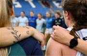 31 July 2025; Players huddle during a Leinster Rugby women's squad training session at Energia Park in Dublin. Photo by Shauna Clinton/Sportsfile