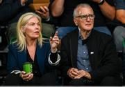31 July 2025; FAI board member Caroline Rhatigan and FAI honorary life member Shay Weafer during the UEFA Conference League Second Qualifying Round second leg match between Shamrock Rovers and St Joseph's at Tallaght Stadium in Dublin. Photo by Stephen McCarthy/Sportsfile