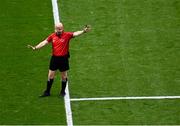 27 July 2025; Referee Brendan Cawley during the GAA Football All-Ireland Senior Championship final match between Kerry and Donegal at Croke Park in Dublin. Photo by Piaras Ó Mídheach/Sportsfile