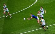 27 July 2025; Seán O'Shea of Kerry in action against Ciarán Moore of Donegal during the GAA Football All-Ireland Senior Championship final match between Kerry and Donegal at Croke Park in Dublin. Photo by Piaras Ó Mídheach/Sportsfile