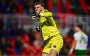 1 August 2025; Cork City goalkeeper Conor Brann celebrates after the SSE Airtricity Men's Premier Division match between Cork City and Galway United at Turner's Cross in Cork. Photo by Tyler Miller/Sportsfile