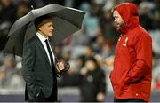 2 August 2025; Australia head coach Joe Schmidt, left, and British & Irish Lions head coach Andy Farrell before the third test match between Australia and the British & Irish Lions at Accor Stadium in Sydney, Australia. Photo by Brendan Moran/Sportsfile