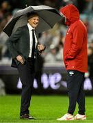 2 August 2025; Australia head coach Joe Schmidt, left, and British & Irish Lions head coach Andy Farrell before the third test match between Australia and the British & Irish Lions at Accor Stadium in Sydney, Australia. Photo by Brendan Moran/Sportsfile