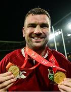 2 August 2025; Tadhg Beirne of British & Irish Lions with his Player of the Series and Player of the Match medals after the third test match between Australia and the British & Irish Lions at Accor Stadium in Sydney, Australia. Photo by Brendan Moran/Sportsfile