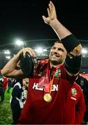 2 August 2025; Tadhg Beirne of British & Irish Lions celebrates with the series trophy after the third test match between Australia and the British & Irish Lions at Accor Stadium in Sydney, Australia. Photo by Brendan Moran/Sportsfile