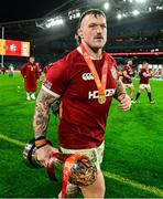 2 August 2025; British & Irish Lions Andrew Porter with the series trophy after the third test match between Australia and the British & Irish Lions at Accor Stadium in Sydney, Australia. Photo by Brendan Moran/Sportsfile