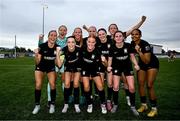 2 August 2025; Athlone Town players celebrate after the UEFA Women's Champions League First Qualifying Round final match between Agram and Athlone Town at Athlone Town Stadium in Westmeath. Photo by David Fitzgerald/Sportsfile