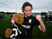 2 August 2025; Kellie Brennan of Athlone Town celebrates after the UEFA Women's Champions League First Qualifying Round final match between Agram and Athlone Town at Athlone Town Stadium in Westmeath. Photo by David Fitzgerald/Sportsfile