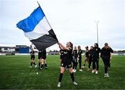 2 August 2025; Hannah Waesch of Athlone Town celebrates after the UEFA Women's Champions League First Qualifying Round final match between Agram and Athlone Town at Athlone Town Stadium in Westmeath. Photo by David Fitzgerald/Sportsfile