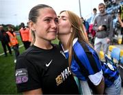 2 August 2025; Madison Gibson of Athlone Town with her sister Jojo after the UEFA Women's Champions League First Qualifying Round final match between Agram and Athlone Town at Athlone Town Stadium in Westmeath. Photo by David Fitzgerald/Sportsfile
