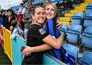 2 August 2025; Madison Gibson of Athlone Town with her sister Jojo after the UEFA Women's Champions League First Qualifying Round final match between Agram and Athlone Town at Athlone Town Stadium in Westmeath. Photo by David Fitzgerald/Sportsfile
