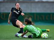 2 August 2025; Hazel Donegan of Athlone Town scores a goal which is disallowed during the UEFA Women's Champions League First Qualifying Round final match between Agram and Athlone Town at Athlone Town Stadium in Westmeath. Photo by David Fitzgerald/Sportsfile