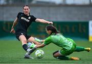 2 August 2025; Hazel Donegan of Athlone Town scores a goal which is disallowed during the UEFA Women's Champions League First Qualifying Round final match between Agram and Athlone Town at Athlone Town Stadium in Westmeath. Photo by David Fitzgerald/Sportsfile