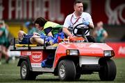 2 August 2025; Lana Skeldon of Scotland leaves the pitch to receive medical treatment during the Women's Rugby World Cup warm-up match between Ireland and Scotland at Virgin Media Park in Cork. Photo by Shauna Clinton/Sportsfile