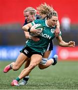 2 August 2025; Béibhinn Parsons of Ireland in action against Chloe Rollie of Scotland during the Women's Rugby World Cup warm-up match between Ireland and Scotland at Virgin Media Park in Cork. Photo by Shauna Clinton/Sportsfile
