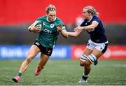 2 August 2025; Béibhinn Parsons of Ireland in action against Chloe Rollie of Scotland during the Women's Rugby World Cup warm-up match between Ireland and Scotland at Virgin Media Park in Cork. Photo by Shauna Clinton/Sportsfile
