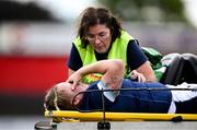 2 August 2025; Lana Skeldon of Scotland leaves the pitch to receive medical treatment during the Women's Rugby World Cup warm-up match between Ireland and Scotland at Virgin Media Park in Cork. Photo by Shauna Clinton/Sportsfile