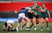 2 August 2025; Béibhinn Parsons of Ireland in action against Rachel McLachlan of Scotland during the Women's Rugby World Cup warm-up match between Ireland and Scotland at Virgin Media Park in Cork. Photo by Shauna Clinton/Sportsfile