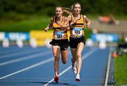 3 August 2025; Niamh Allen of Leevale AC, Cork,  right, on her way to winning the senior women's 5000m ahead of Anika Thompson of Leevale AC, Cork, left, who finished second, during day two of the 153rd 123.ie National Track & Field Senior Championships at Morton Stadium in Dublin. Photo by Sam Barnes/Sportsfile