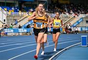 3 August 2025; Anika Thompson of Leevale AC, Cork, competes in the senior women's 5000m during day two of the 153rd 123.ie National Track & Field Senior Championships at Morton Stadium in Dublin. Photo by Sam Barnes/Sportsfile
