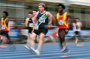 3 August 2025; Paul Costelloe of Limerick Track AC, competes in the senior men's 100 heats during day two of the 153rd 123.ie National Track & Field Senior Championships at Morton Stadium in Dublin. Photo by Sam Barnes/Sportsfile