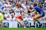 3 August 2025; Sorcha Gormley of Tyrone has a shot on goal during the TG4 All-Ireland Ladies Football Intermediate Championship final match between Laois and Tyrone at Croke Park in Dublin. Photo by Shauna Clinton/Sportsfile