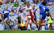 3 August 2025; Niamh O'Neill of Tyrone has a shot on goal during the TG4 All-Ireland Ladies Football Intermediate Championship final match between Laois and Tyrone at Croke Park in Dublin. Photo by Shauna Clinton/Sportsfile