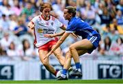3 August 2025; Sorcha Gormley of Tyrone has a shot on goal during the TG4 All-Ireland Ladies Football Intermediate Championship final match between Laois and Tyrone at Croke Park in Dublin. Photo by Shauna Clinton/Sportsfile