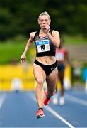 3 August 2025; Lauren Roy of Fast Twitch AC, competes in the senior women's 100m semi-finals during day two of the 153rd 123.ie National Track & Field Senior Championships at Morton Stadium in Dublin. Photo by Sam Barnes/Sportsfile