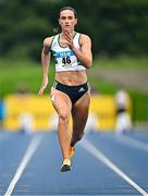 3 August 2025; Ciara Neville of Emerald AC, Limerick, competes in the senior women's 100m semi-finals during day two of the 153rd 123.ie National Track & Field Senior Championships at Morton Stadium in Dublin. Photo by Sam Barnes/Sportsfile