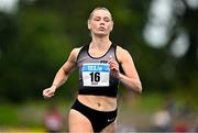 3 August 2025; Lauren Roy of Fast Twitch AC, competes in the senior women's 100m semi-finals during day two of the 153rd 123.ie National Track & Field Senior Championships at Morton Stadium in Dublin. Photo by Sam Barnes/Sportsfile