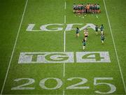 3 August 2025; Meath players make their way out to the team photograph before the TG4 All-Ireland Ladies Football Senior Championship final match between Dublin and Meath at Croke Park in Dublin. Photo by Seb Daly/Sportsfile