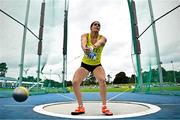 3 August 2025; Nicola Tuthill of UCD AC, Dublin, competes in the senior women's hammer during day two of the 153rd 123.ie National Track & Field Senior Championships at Morton Stadium in Dublin. Photo by Sam Barnes/Sportsfile