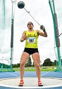 3 August 2025; Nicola Tuthill of UCD AC, Dublin, competes in the senior women's hammer during day two of the 153rd 123.ie National Track & Field Senior Championships at Morton Stadium in Dublin. Photo by Sam Barnes/Sportsfile