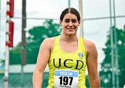 3 August 2025; Nicola Tuthill of UCD AC, Dublin, competes in the senior women's hammer during day two of the 153rd 123.ie National Track & Field Senior Championships at Morton Stadium in Dublin. Photo by Sam Barnes/Sportsfile
