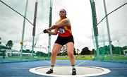 3 August 2025; Margaret Hayden of Tallaght AC, Dublin, competes in the senior women's hammer during day two of the 153rd 123.ie National Track & Field Senior Championships at Morton Stadium in Dublin. Photo by Sam Barnes/Sportsfile