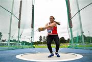 3 August 2025; Rachel Akers of Ennis Track AC, Clare, competes in the senior women's hammer during day two of the 153rd 123.ie National Track & Field Senior Championships at Morton Stadium in Dublin. Photo by Sam Barnes/Sportsfile